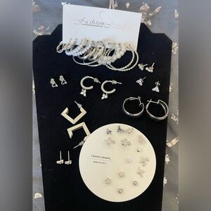 Fashion Jewelry Silver and White Earring Set